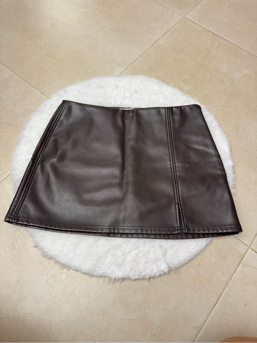 NWT So Faux Leather Mini Skirt in Dark Brown Size Large